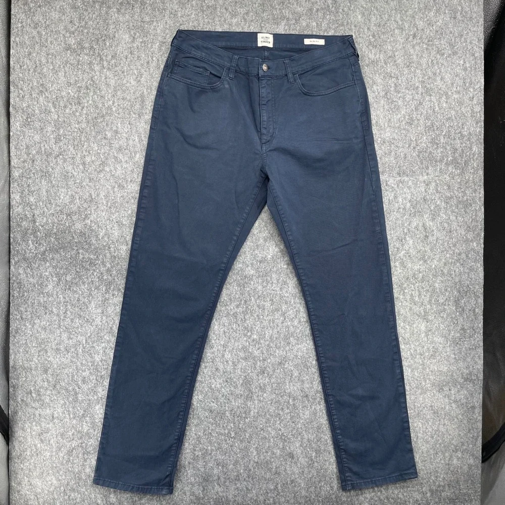 Flint and Tinder Pants Mens 34x32 Slim Fit Navy Blue Chino Trousers